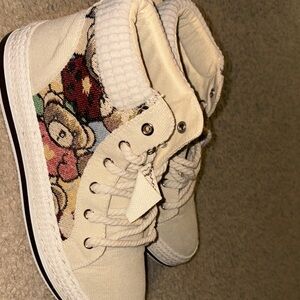 Floral Canvas High-Top Sneakers